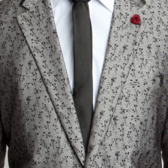 Men's Floral Blazer Jacket by TaZzio, Grey - Picture 4 of 6